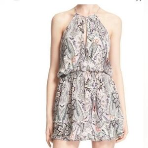 PARKER / HALTER SILK SUMMER DRESS/ SIZE XS / PURPLE,  BLACK AND WHITE